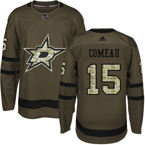 Adidas Dallas Stars #15 Blake Comeau Green Salute to Service Youth Stitched NHL Jersey->youth nhl jersey->Youth Jersey